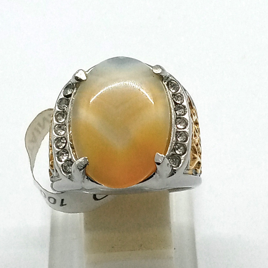 cincin batu akik motif kantong semar batu asli