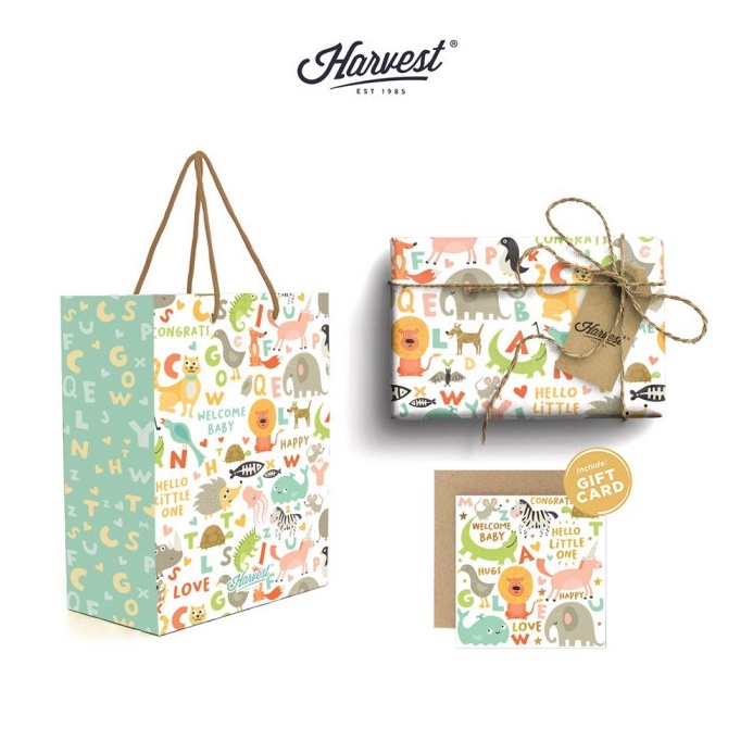 

KILAT Paket Paper Bag Kertas Kado Kartu Baby Harvest Wrap Kit Baby Zoo