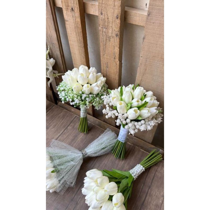 Lily Hand Bouquet Wedding / Big Rose Pink Hand Bouquet Wedding