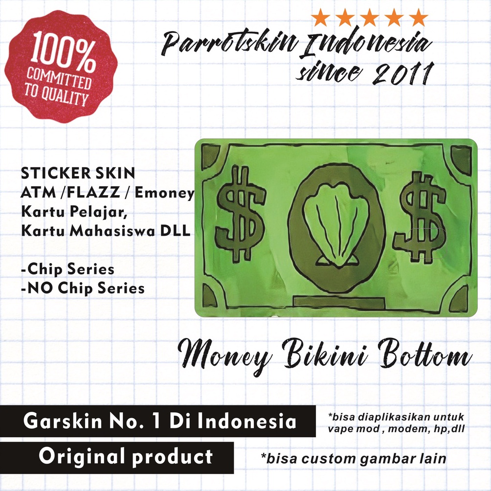 

WOW Sticker Skin Card Vinyl ATM Debit Credit Emoney Flazz Tapcash UANG BIKINI BOTTOM