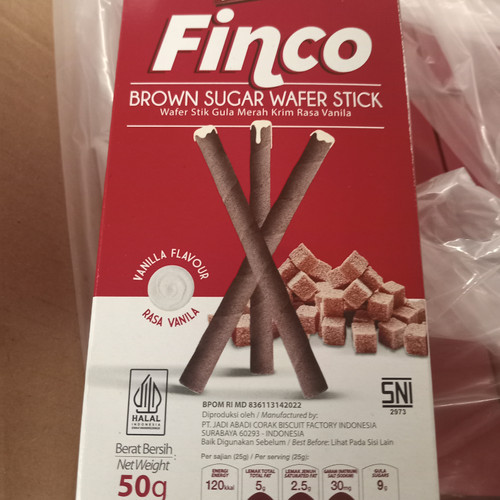 

Finco Wafer Stick Gula merah Rasa Vanila 50 gram Barcode8888166343009