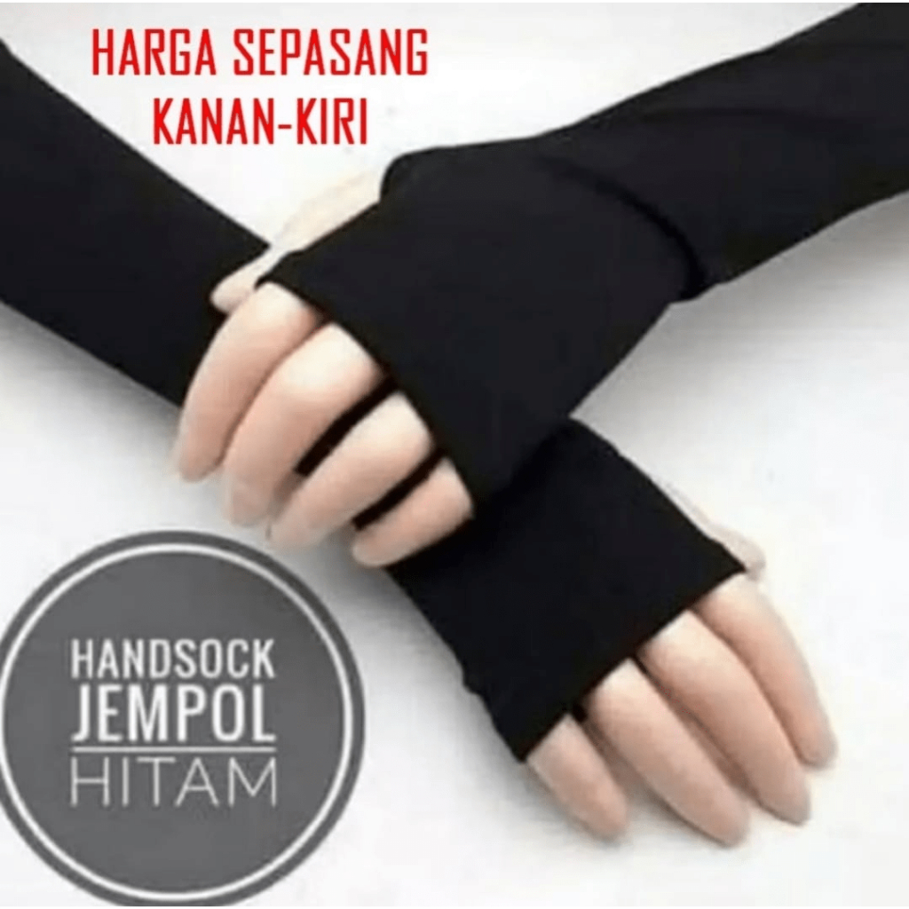 Manset Tangan Sepasang Jempol Menset Deker Jari Long Handsock Arm Sleeve Finger Rajut Polos Sepeda M