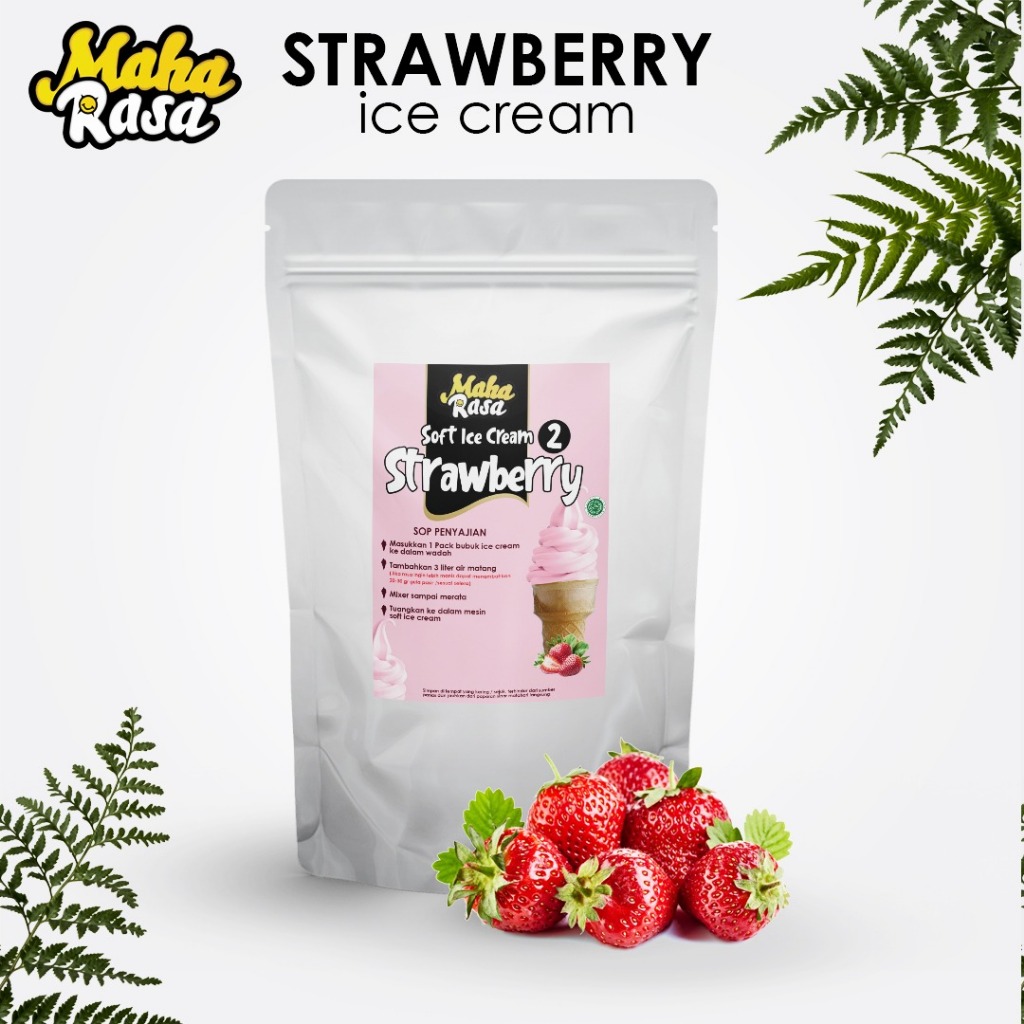 

Maha rasa Bubuk Ice cream Rasa Strawberry Premium Soft Ice Cream 2 ( 1 Kg )