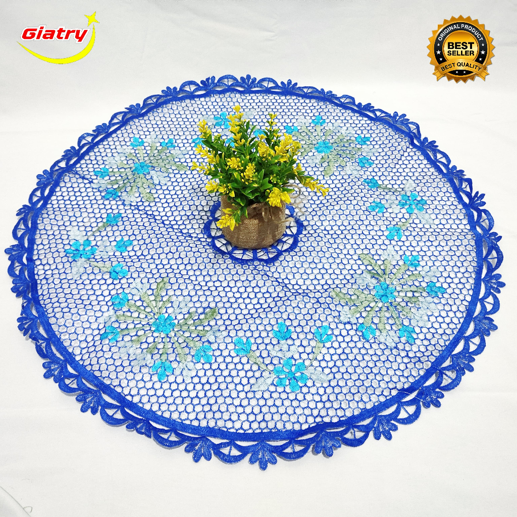 taplak meja tamu bulat kecil bordir/taplak meja sudut/taplak vas bunga/taplak meja rias size 60
