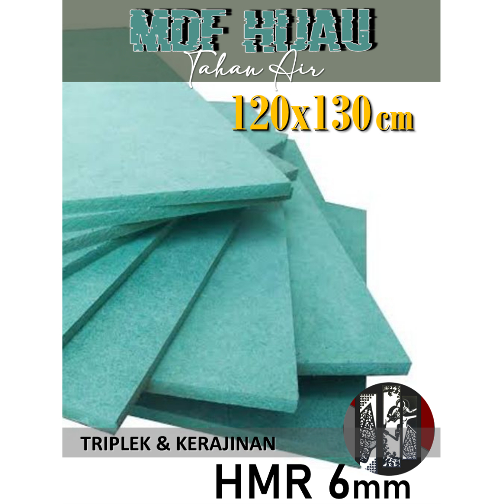 HMR 6mm | MDF HIJAU 6mm 120x130 cm Kualitas Premium (120 x 130 | 130x120 | 130 x 120 cm)