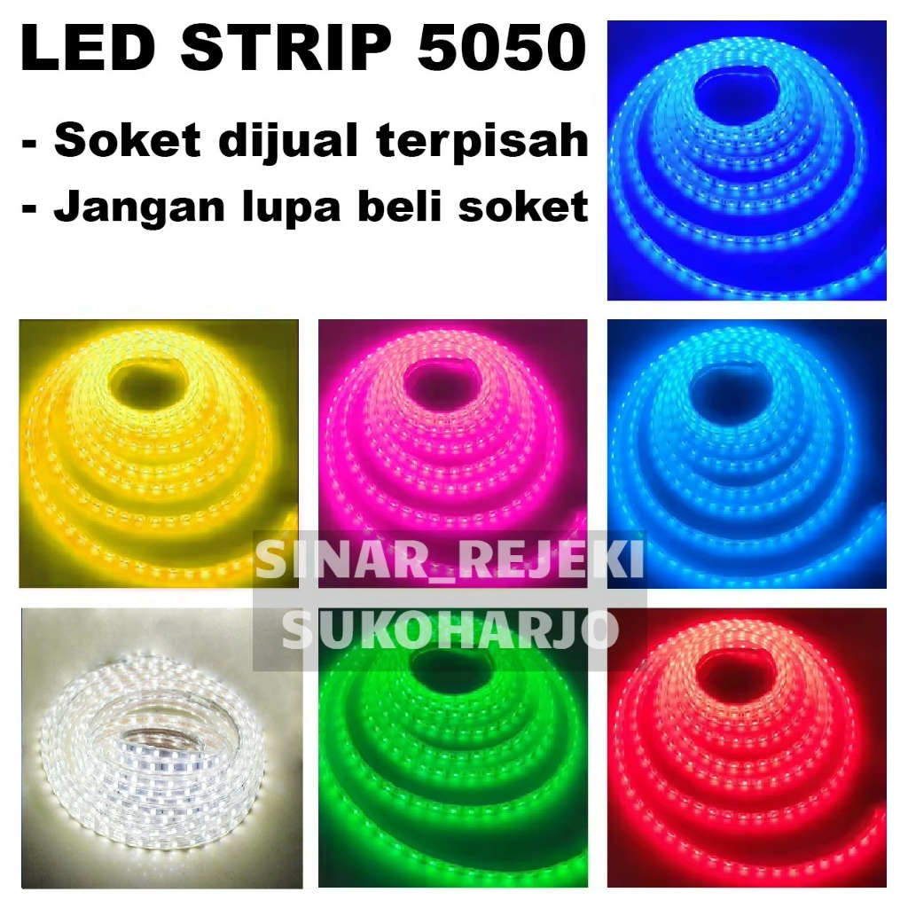 METERAN Lampu LED Strip 5050 SMD Lampu Merah Putih Per Meter LED Strip 5050 SMD