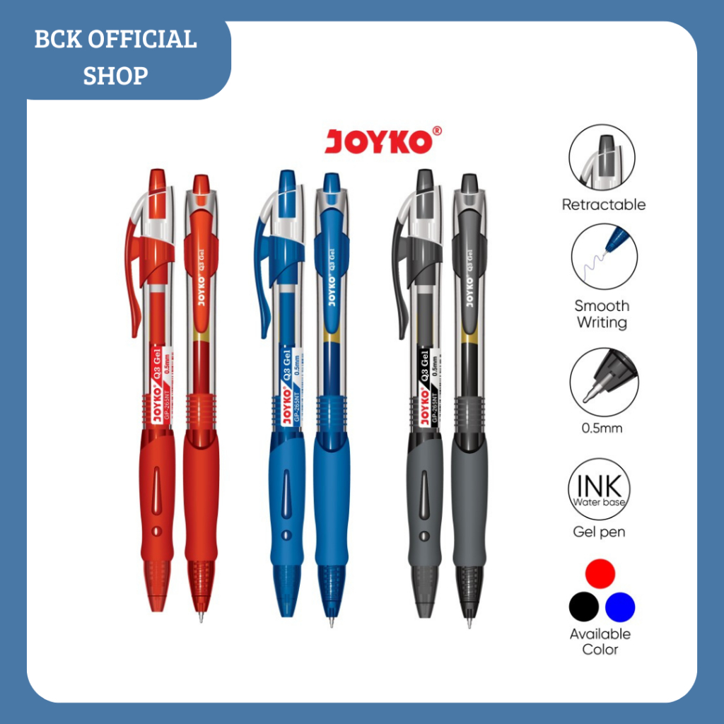 

Gel Pen GP-265 Joyko / Pulpen Gel 0.5 mm - Red - Black - Blue (PCS)