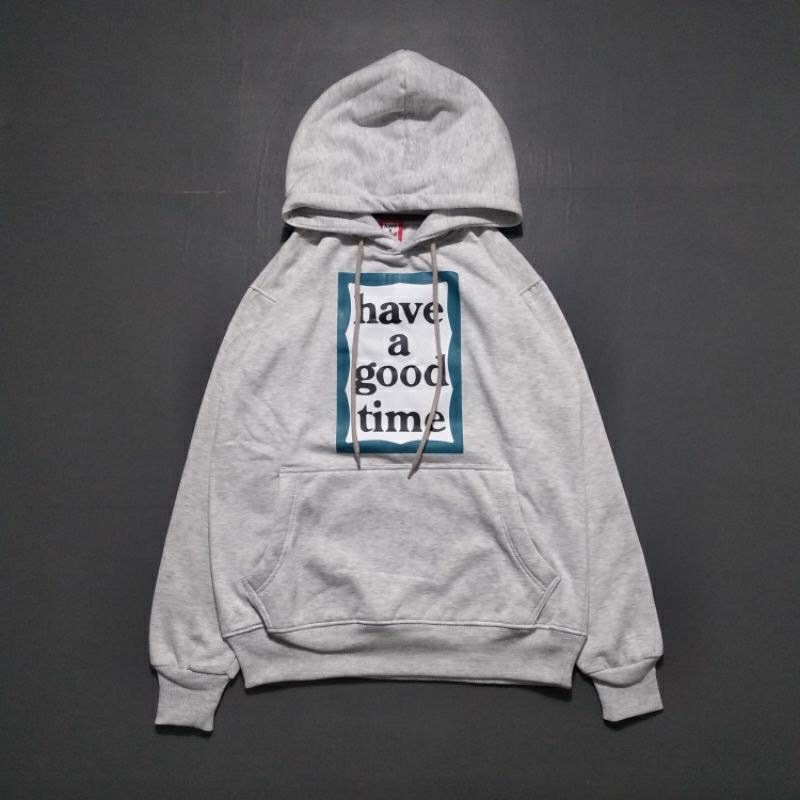 SWEATER HOODIE HAVE A GOOD TIME PRIA WANITA PREMIUM CASUAL LIST BIRU QUALITY DISTRO