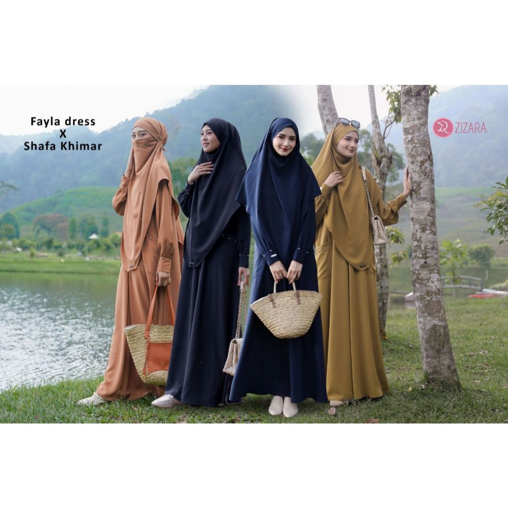 GAMIS POLOS ANTI UV BAHAN SILK FAYLA BY ZIZARA | Gamis Hitam | | Gamis Navy |