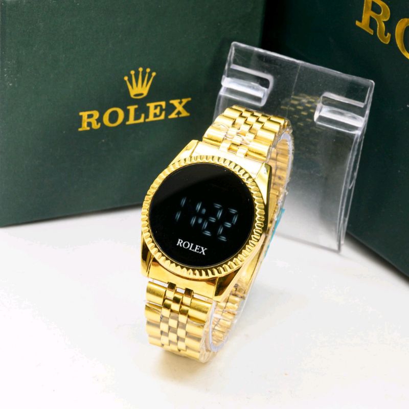 BISA COD Jam Tangan Wanita Led Touchscreen Rolex Rantai Stainless Tanggal Aktif