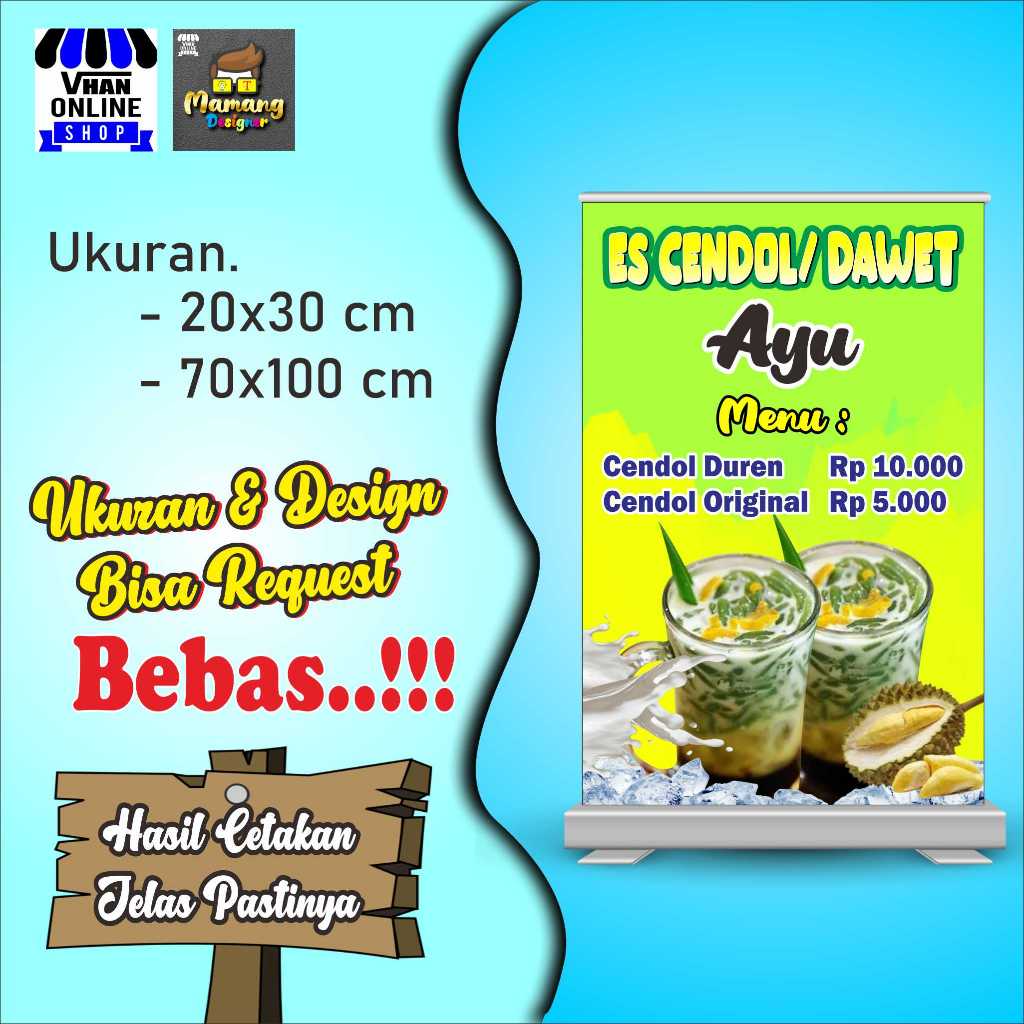 Spanduk, Banner, Mmt Minuman Es cendol Atau Es Dawet, Murah Bagus