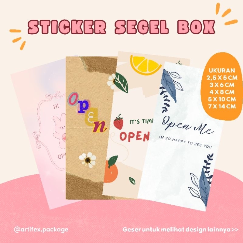 

CUSTOM STICKER SEGEL SEAL BOX OPEN ME | Stiker Chromo Thank You Kotak Makanan Hampers Kemasan