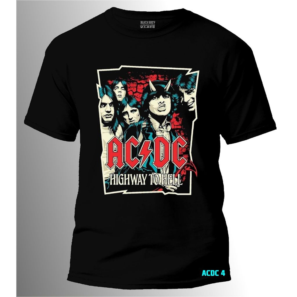 kaos band ACDC T-shirt pria/wanita bahan original 24s