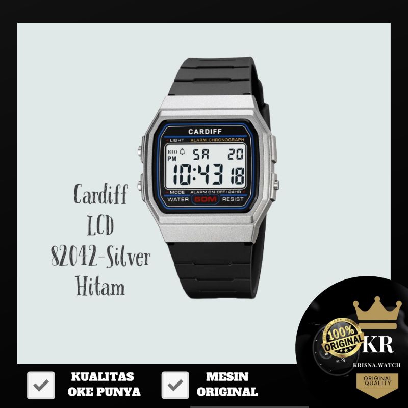 Jam Tangab Cardiff LCD type 82042 Pria Wanita