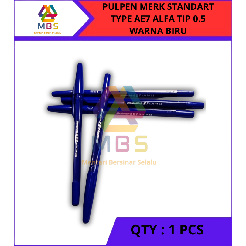 

PULPEN BIRU MERK STANDART AE7 TYPE ALFA TIP O.5 BALLPOINT PEN
