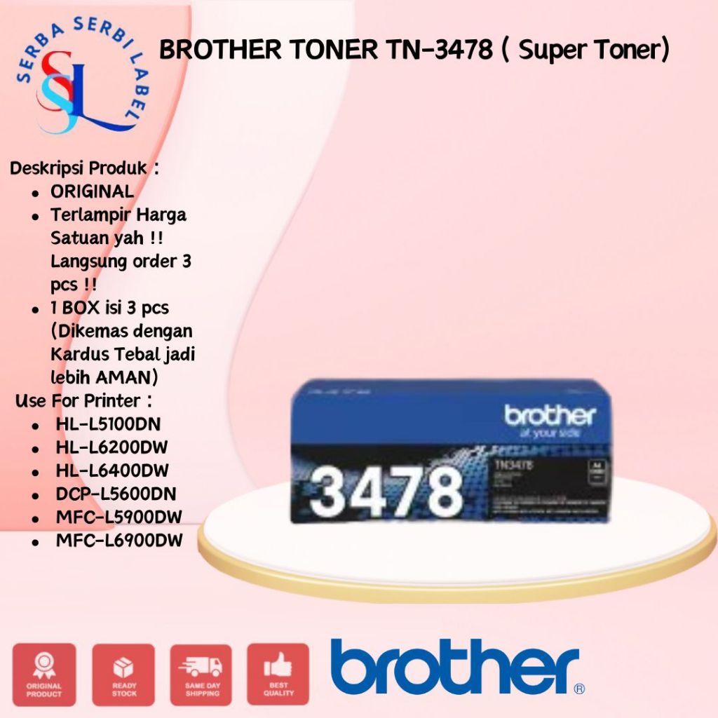 BROTHER Toner TN-3478 | TN3478 Black Original [Super High YIeld] - TN-3478 SUPER, BROTHER Toner