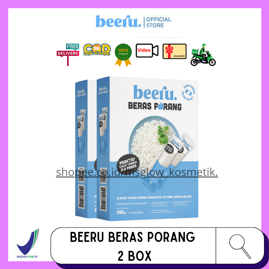 

Beeru Beras Porang 2 Box - Shirataki Konjac Rice - Beras Sehat Rendah Kalori