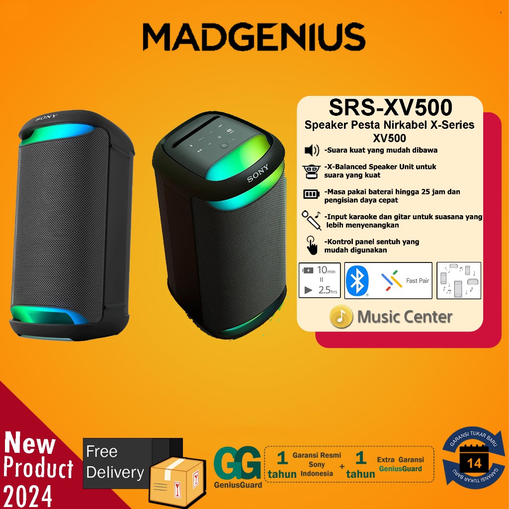 SONY Original Bluetooth Speaker Sony SRS-XV500 / Speaker Pesta Nirkabel X-Series SRS XV500 / Speaker