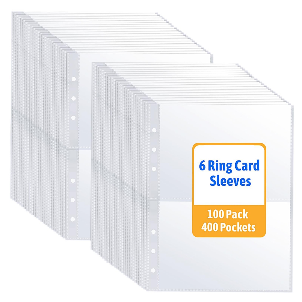 

【IN STOCK】50/100 Sheets A5 Binder Pockets, Double Side 4 Pocket Card Binder Sleeves for 3 Ring Binder(800 Pockets)