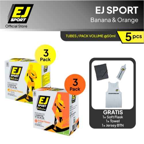 

[BUY 3 Pack] EJ Sport Gel Banana & EJ Sport Gel Orange - Energy Gel + FREE Softlask & Handuk & Jersey