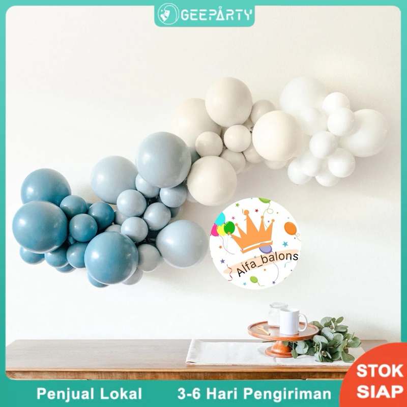62 pcs Retro Biru Pasir Putih Es Biru Balon Set Karangan Bunga Untuk Dekorasi Ulang Tahun Pesta Pern
