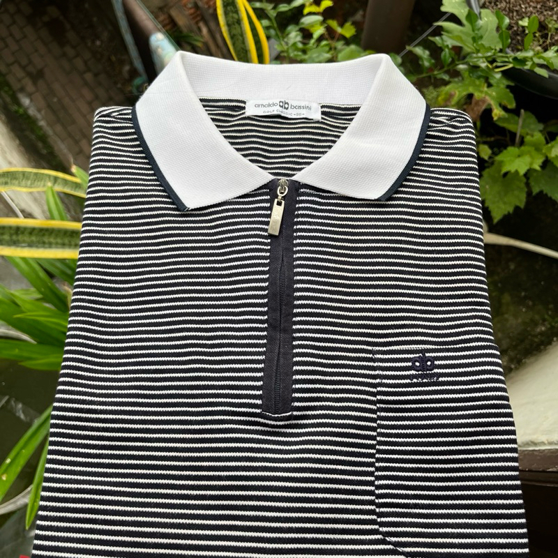 Polo Golf ARNALDO BASSINI Striped Zipper Black (M fit L)