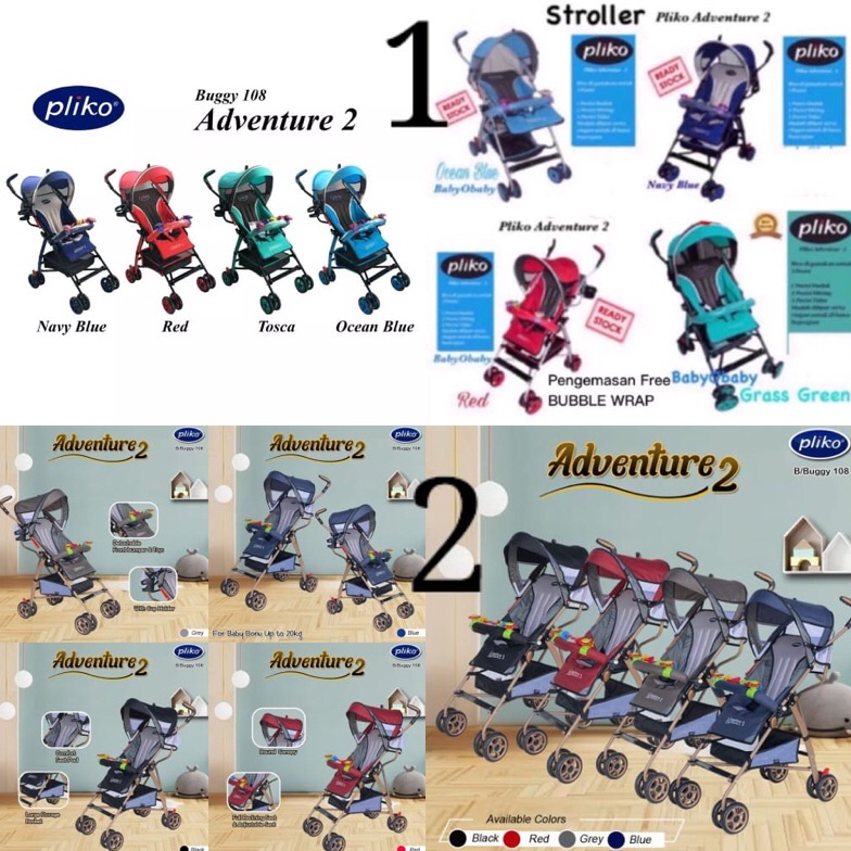 KODE U66J Stroller Bayi PLIKO Adventure 2 BARU STROLLER PLIKO TECHNO 17  Pliko Adventure 18 Kereta D