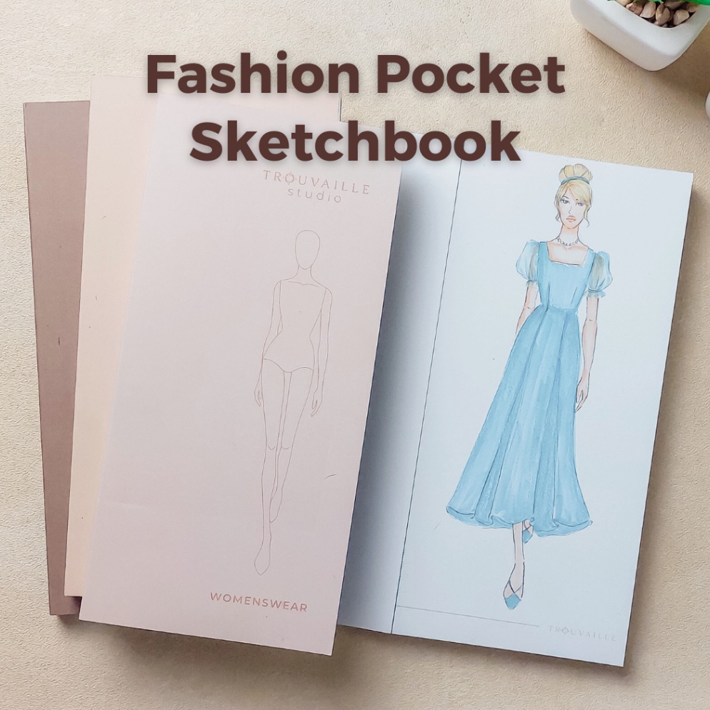 

KODE J2I5 TROUVAILLE STUDIO Fashion Design Pocket Sketchbook Buku Sketsa Busana
