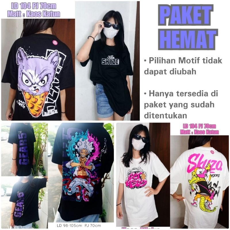 HEMAT 3PCS 100RBAN KAOS OBLONG TSHIRT BAJU ALLSIZE UNISEX CEWEK COWOK PRIA WANITA ANAK-ANAK