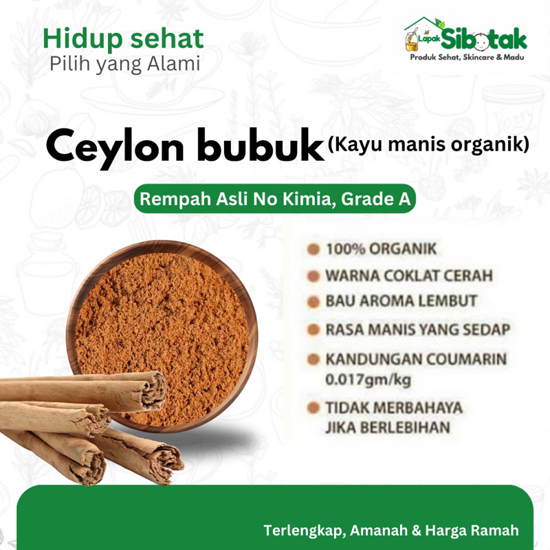

ASLI KAYU MANIS CEYLON BUBUK 30GR ORGANIK / CINNAMON CEYLON BUBUK