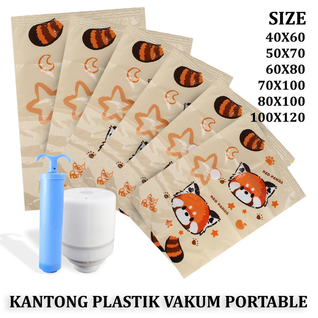 Kantong Plastik Vacum 6 Size 3PCS Plastik Vakum Portable Pakaian Multifungsi New Collection ZK-1