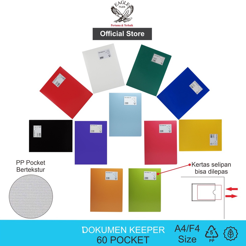 

KODE H4I5 Dokumen Keeper Clear Holder Document Keeper Display Book EAGLE A4 F4 6 Pocket