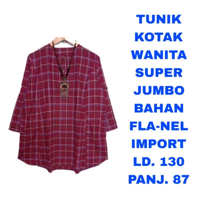 WK TUNIK KOTAK WANITA SUPER JUMBO LD. 130 BAJU ATASAN MUSLIM BLOUSE LENGAN PANJANG