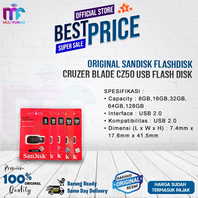Flashdisk SanDisk Cruzer Blade CZ5 8GB 16GB 32GB 64GB 128GB USB 2 Flash Drive Original 1 u A6P5