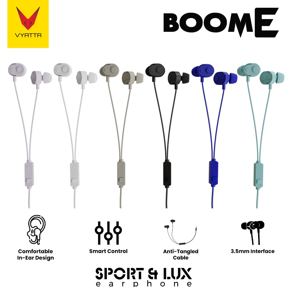 VYATTA BOOM E HEADSET EARPHONE HANDSFREE ULTRA BASS w Q5M2