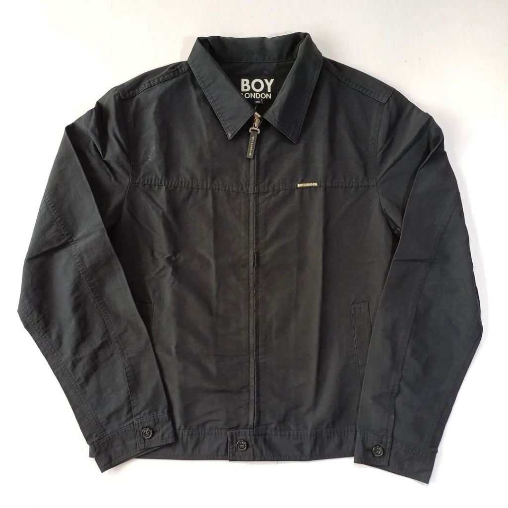JAKET HARINGTON BOY LONDON ORIGINAL, SIZE M (SECOND BRANDED) HITAM, JK0016