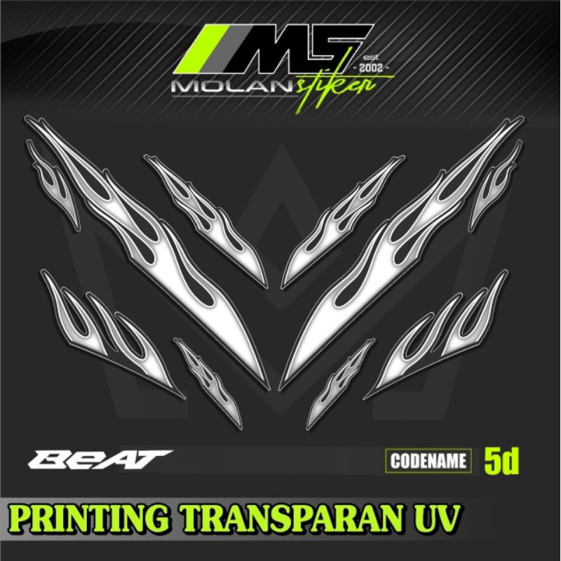 Decal Sticker Striping Variasi Transparan Uv Beat Pop Api Honda Beat Pop 110 Esp Cbs Iss Beat Pop 20