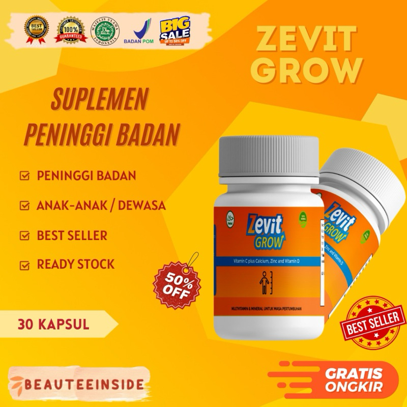 [ Terlaris] ZEVIT GROW - PENINGGI BADAN - SUPLEMEN PENINGGI BADAN - PENINGGI DEWASA BPOM - PENINGGI 