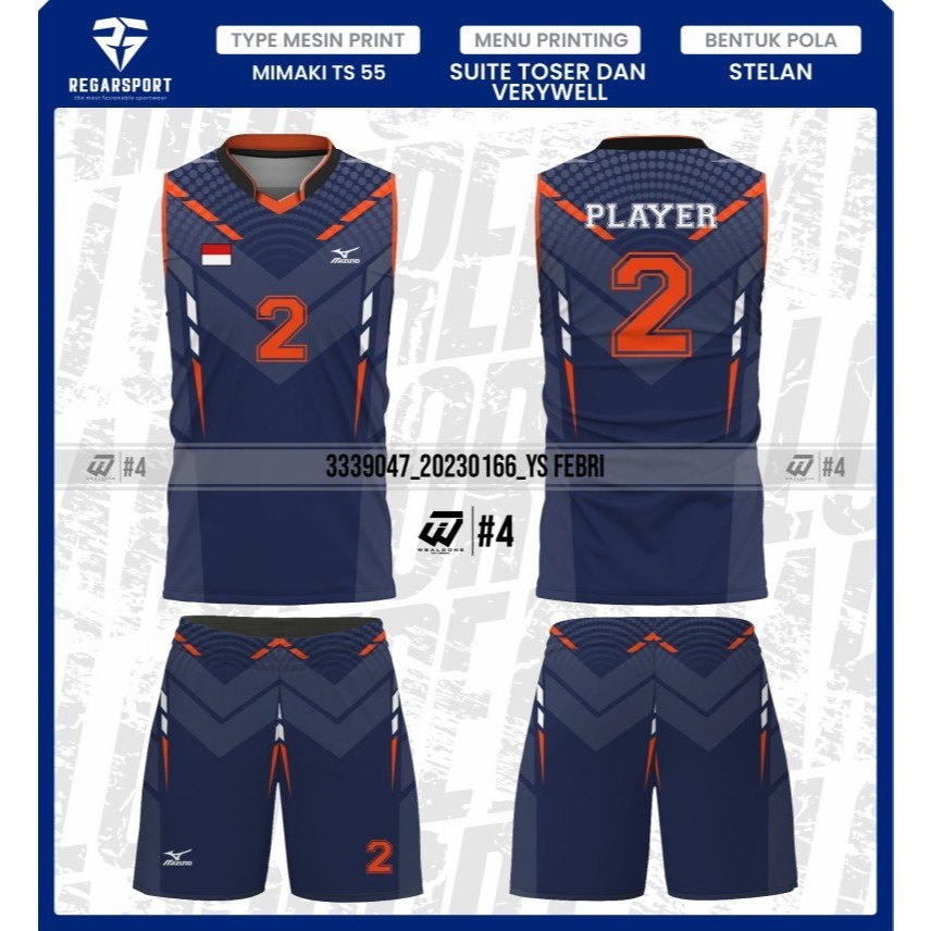 Jersey Voli Baju Volly Pria Full Printing Singlet Free Custom