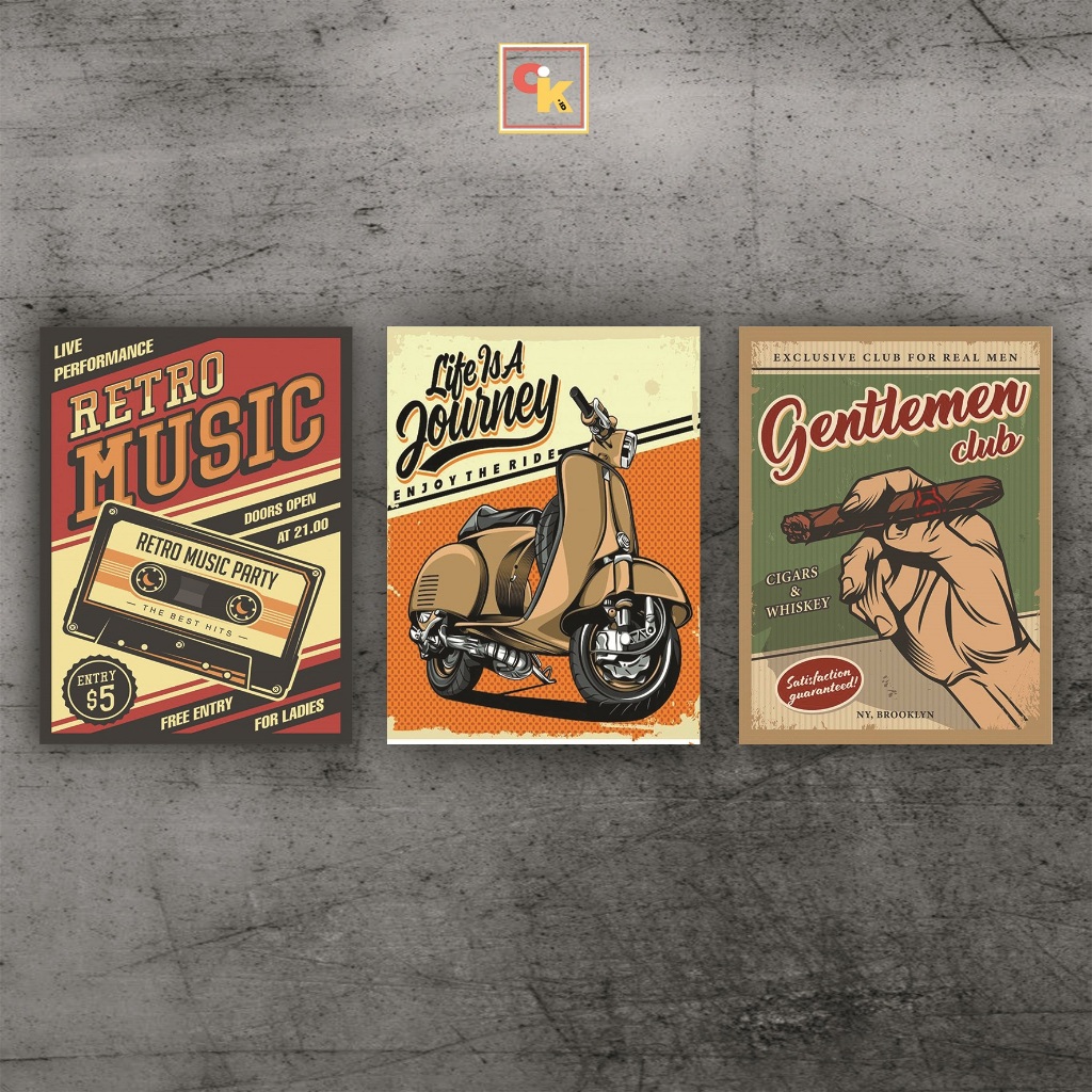 Wall Decor Hiasan Dinding Pajangan Dinding Poster Retro - Poster Kayu VINTAGE RETRO