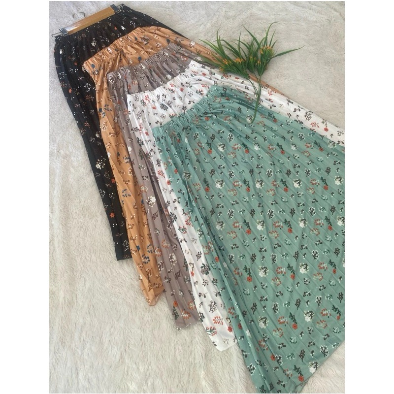 Rok Plisket Motif Bunga Premium / Rok Plisket Motif Bunga Lily Daily / Rok Motif Bunga / Plisket