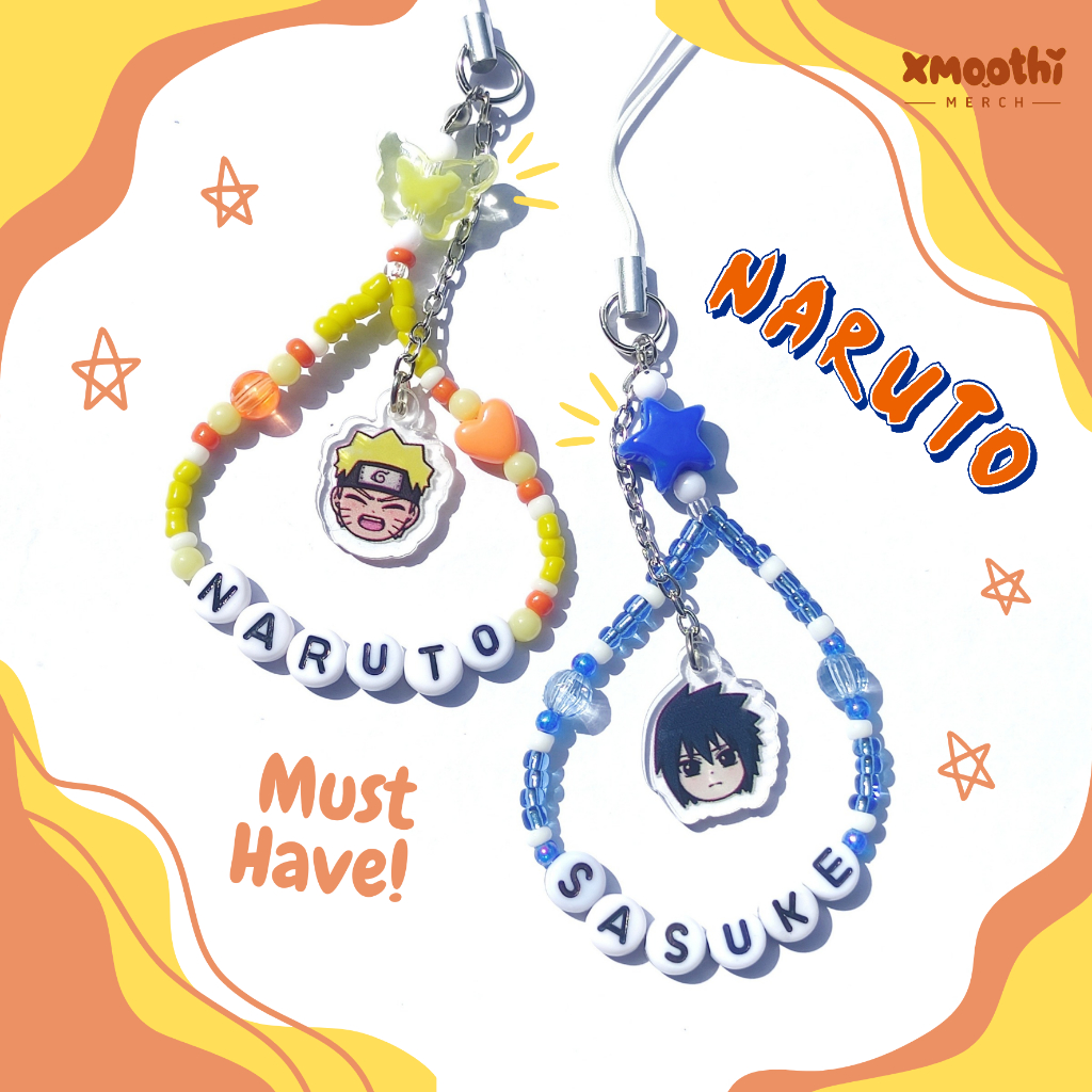 [CUSTOM] NARUTO PHONE STRAP BEADS - ANIME NARUTO SHIPPUDEN - NARUTO SASUKE KAKASHI - KAWAII GANTUNGA