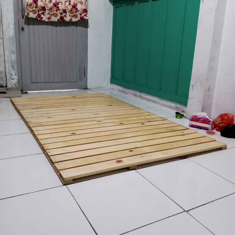 Alas Kasur Tempat Tidur Lipat 140x200x3 Dipan Lesehan Rangka Kayu Jati Belanda Tatami