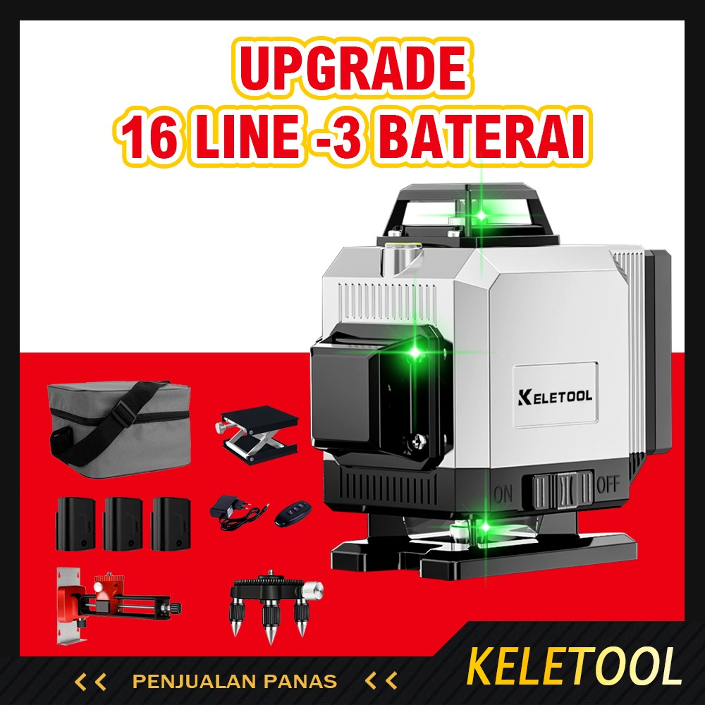 Self Leveling Laser Level Tukang Bangunan 16 Line 4D Waterpass Laser Digital Original Dengan Remot L