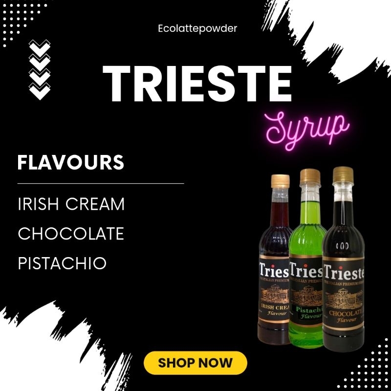 

TRIESTE SYRUP PREMIUM IRISH CREAM - PISTACHIO - CHOCOLATE SIRUP ITALIAN TRIESTE