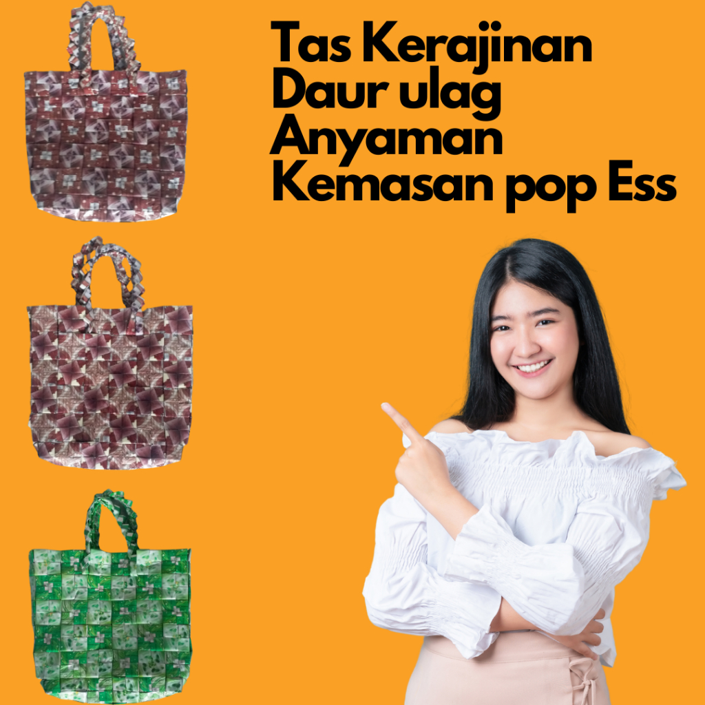 Tas anyaman pelastik Unik / tas souvenir kerajinan anyaman / tas belanja kemasan bungkus Pop Ess