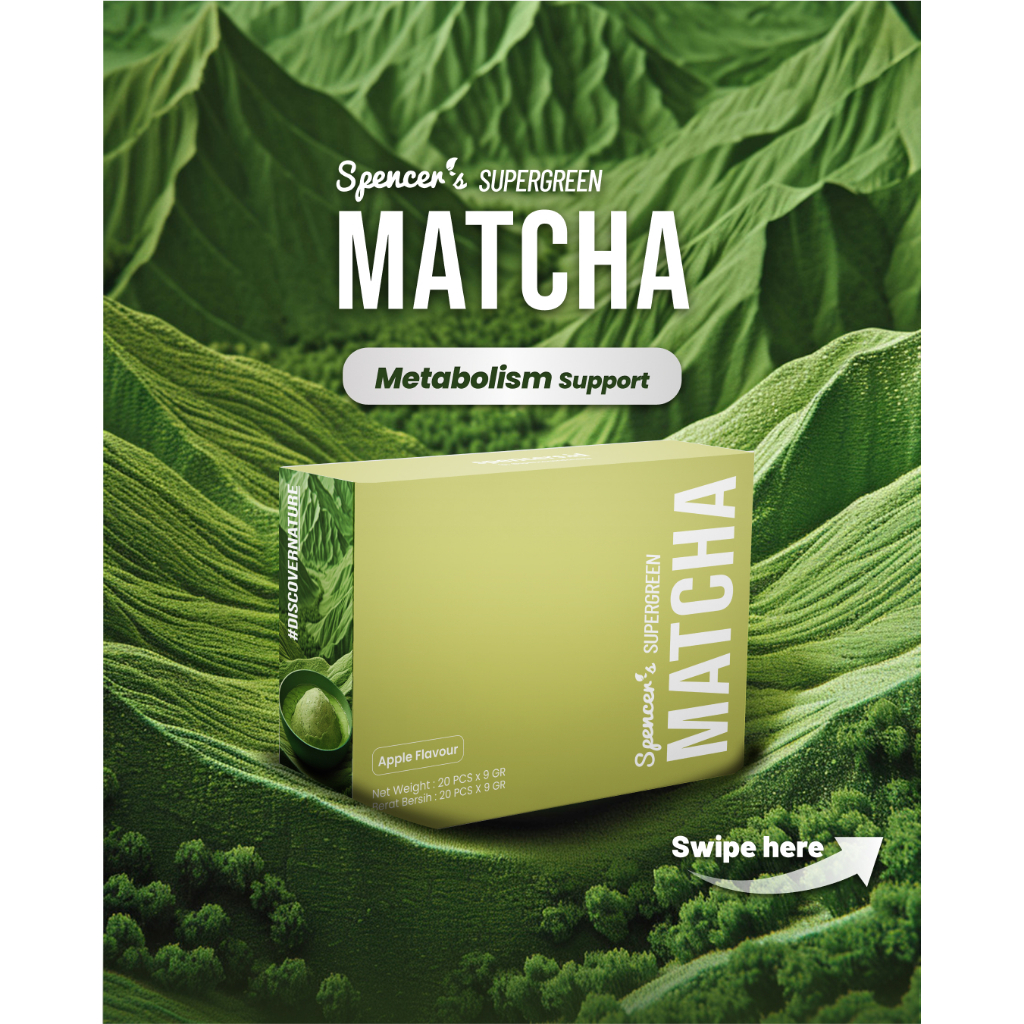 

Spencer's SUPERGREEN MATCHA Metabolism Support Bakar Lemak / Multigrain dengan Matcha rasa apple