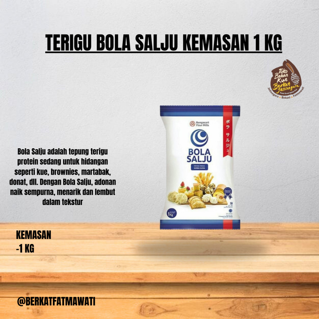 

BUNGASARI BOLA SALJU 1 KG TEPUNG TERIGU PREMIUM / TEPUNG SERBAGUNA / TEPUNG TERIGU 1 KG