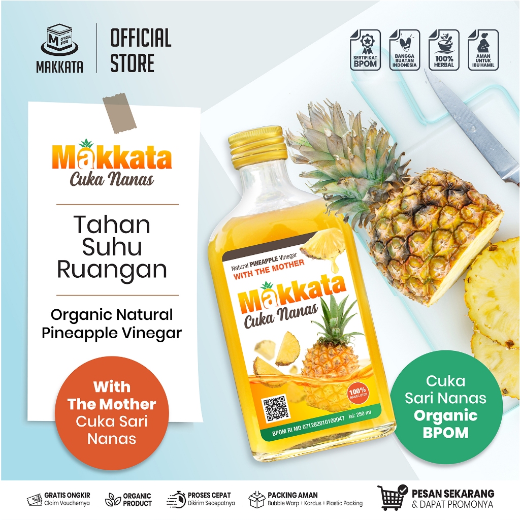 

MAKKATA Natural Pineapple Vinegar With The Mother Makkata Cuka Sari Nanas Utuh Bebas Gula & Air