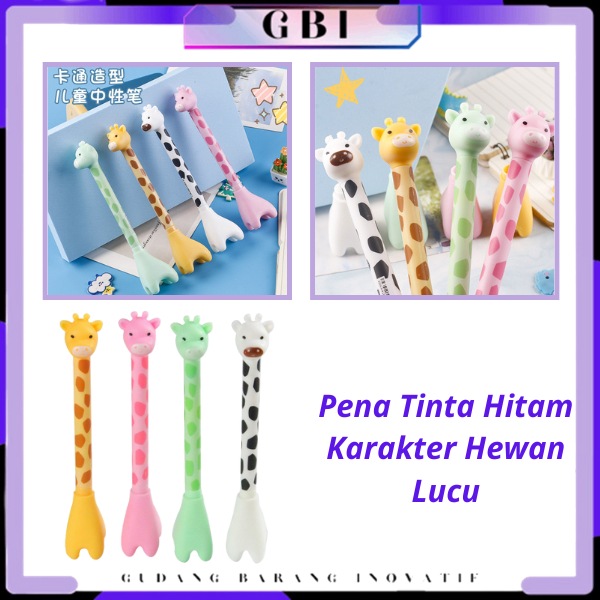 

GBI Pena Tinta Hitam Karakter Hewan Lucu Model Animal Pen Gel Jerapah Girrafe Ballpen Pena Pulpen Ujung Lancip Karakter